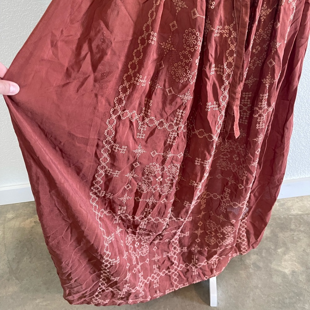 Johnny Was Brown Embroidered Sleeveless Maxi Dress Women’s Medium Boho Long - Picture 6 of 9